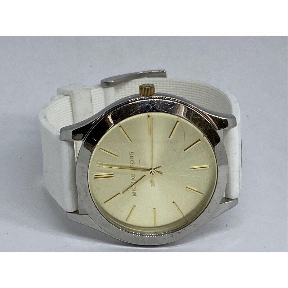 Michael Kors MK3222 Women's Silicone Analog Champagne Dial Quartz Watch XX472 - Picture 7 of 12